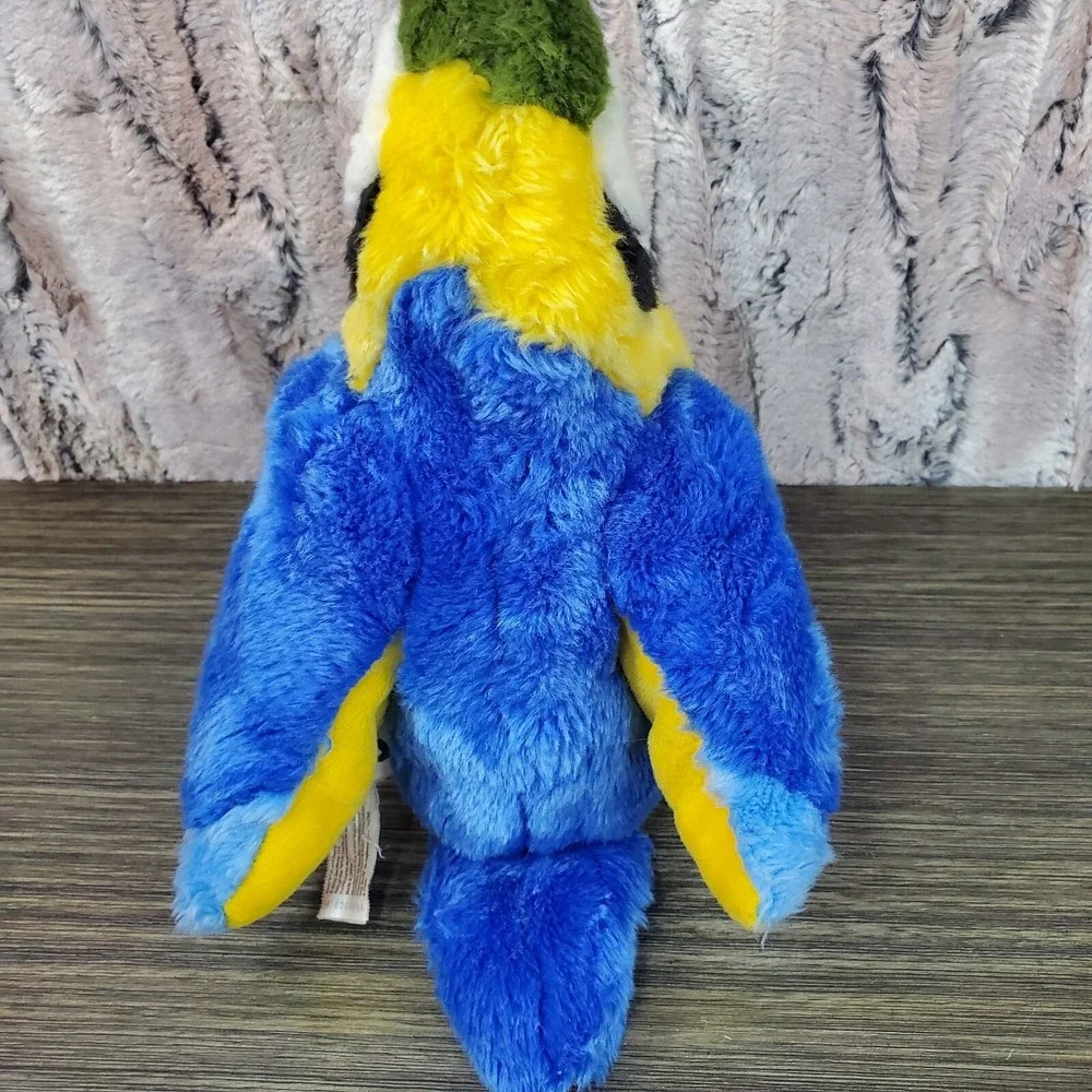 Toys R Us Plush‎ Macaw Parrot Bkue Yellow Green Plush Stuffed Animal Bird 9.5